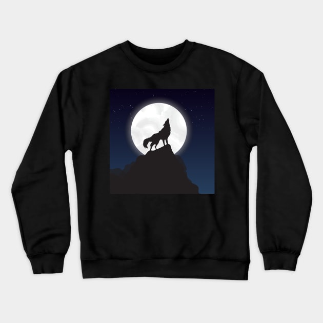 Wolf Howling Crewneck Sweatshirt by MaiKStore